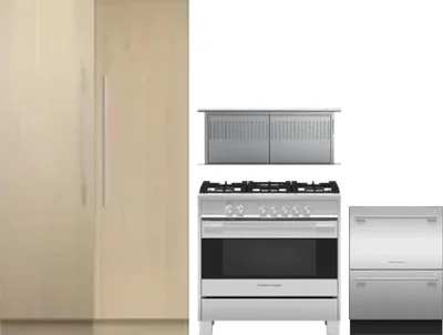 5 Piece Package Includes Refrigerator, Freezer, Range, Hood And Dishwasher